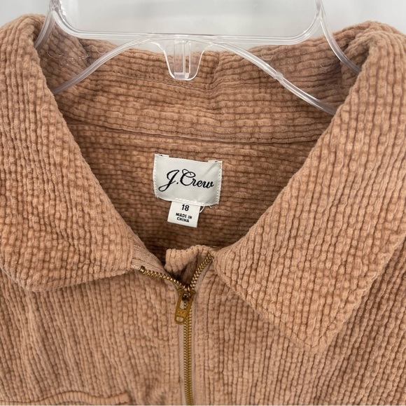 J. Crew Zip-Front Cinched Dress Corduroy Tan Sz 18 Women’s Long Sleeves - Picture 5 of 11